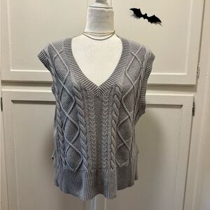 Gray V-Neck Sweater Vest